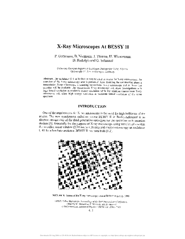(PDF) X-ray microscopes at BESSY II | P. Guttmann - Academia.edu