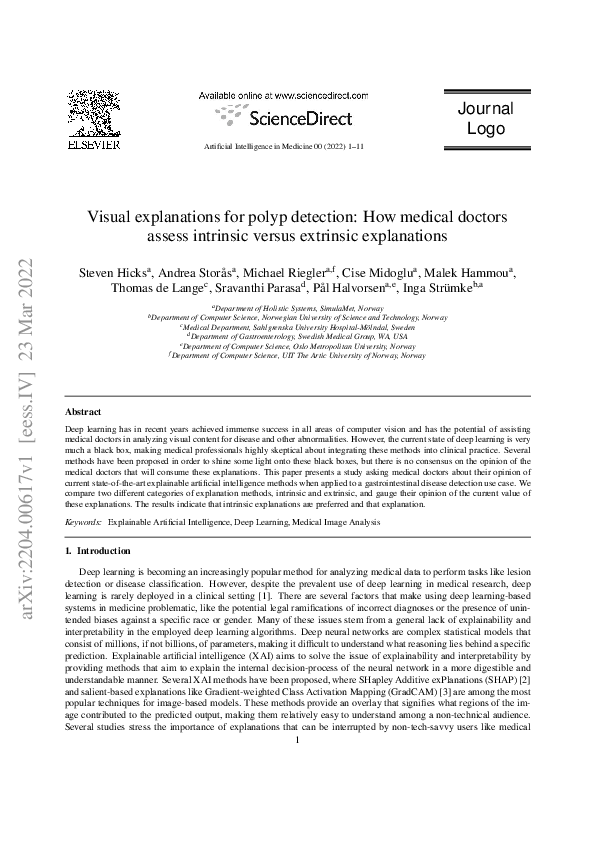 (PDF) Visual explanations for polyp detection: How medical doctors ...