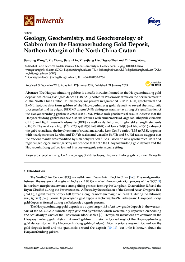 (PDF) Geology, Geochemistry, and Geochronology of Gabbro from the ...