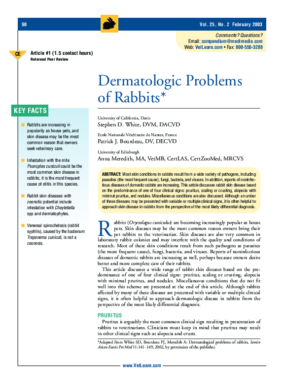 (PDF) Dermatologic problems of rabbits