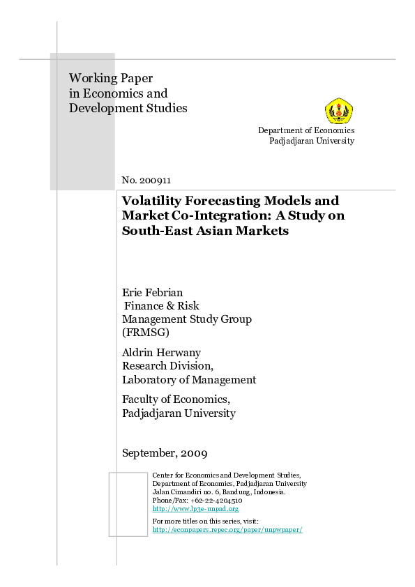 (PDF) Volatility Forecasting Models and Market Co-Integration: A Study ...
