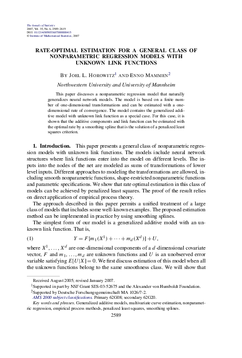 (PDF) Rate-optimal estimation for a general class of nonparametric ...