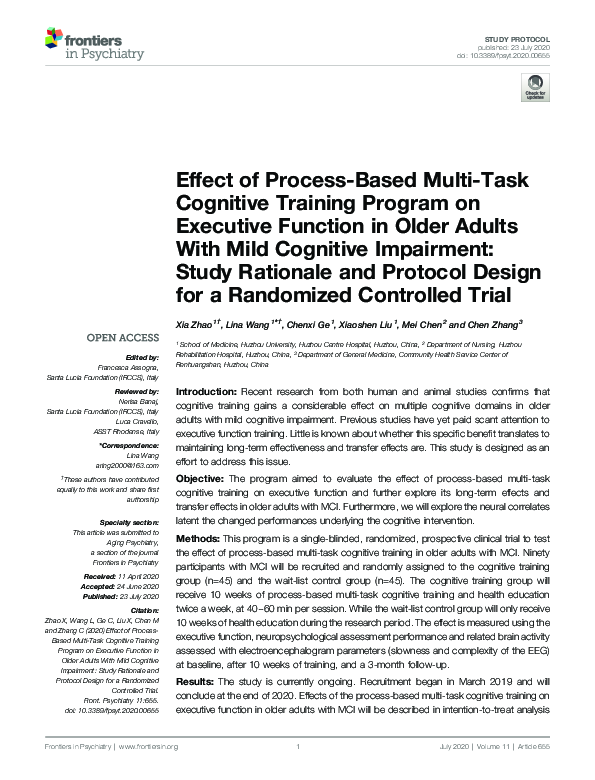 (PDF) Effect of Process-Based Multi-Task Cognitive Training Program on ...