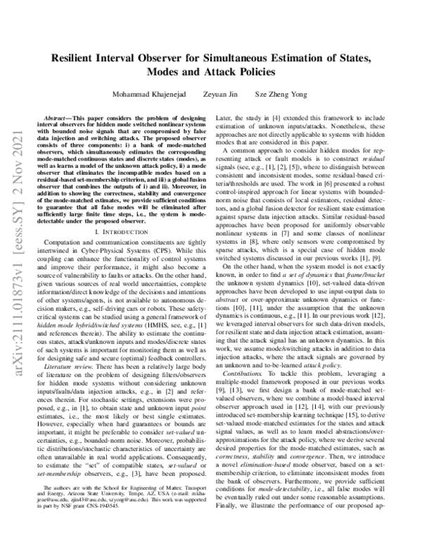 (PDF) Resilient Interval Observer for Simultaneous Estimation of States ...