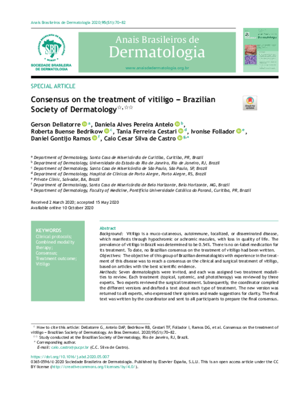 (PDF) Consensus on the treatment of vitiligo – Brazilian Society of ...