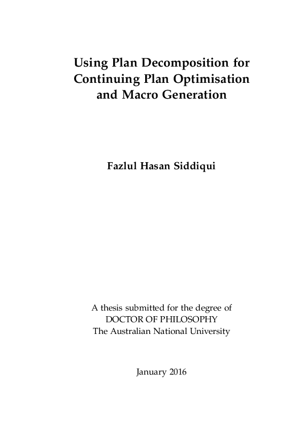 (PDF) Using Plan Decomposition for Continuing Plan Optimisation and ...