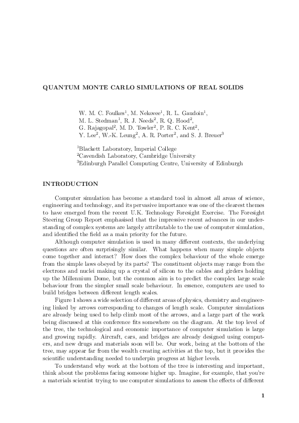 (PDF) Quantum Monte Carlo Simulations of Real Solids