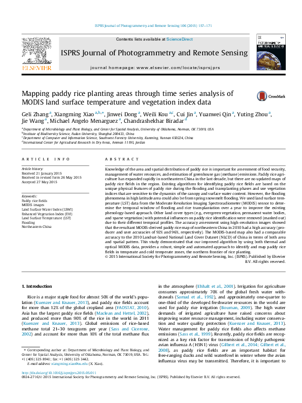 (PDF) Mapping paddy rice planting areas through time series analysis of ...