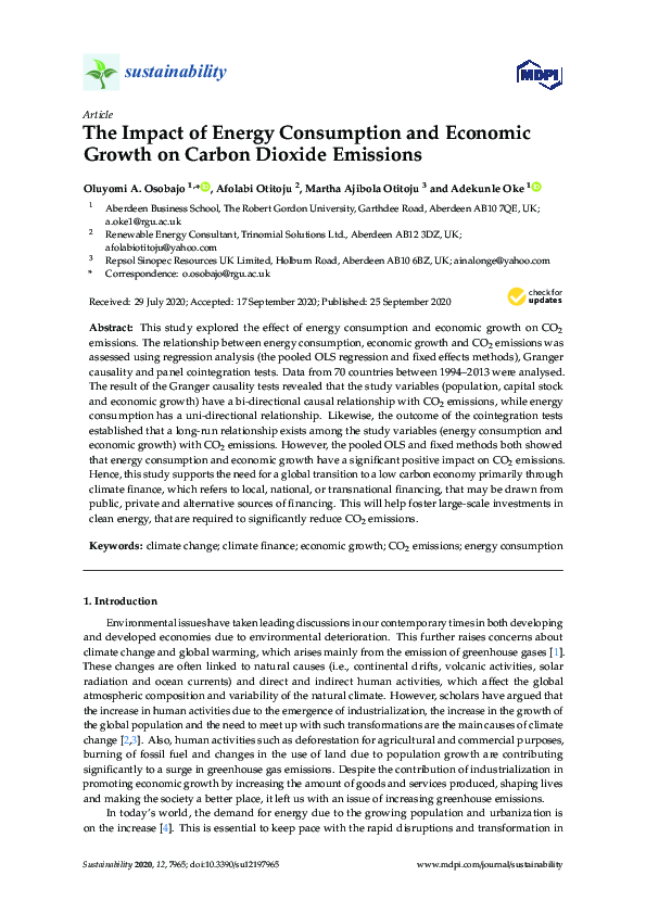 (PDF) The Impact of Energy Consumption and Economic Growth on Carbon ...