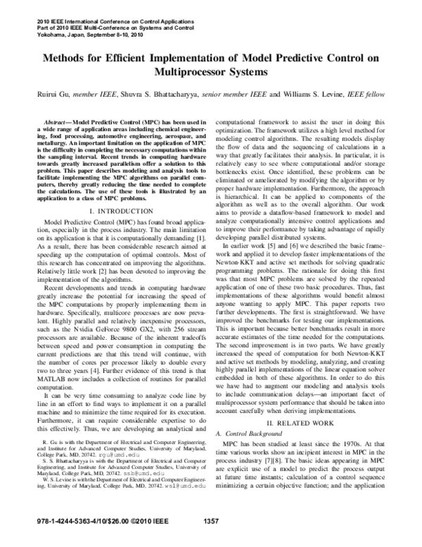 (PDF) Methods for efficient implementation of Model Predictive Control ...