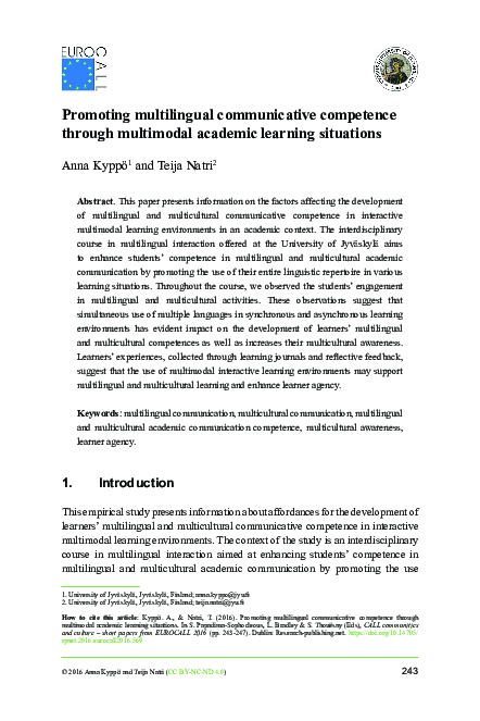 (PDF) Promoting multilingual communicative competence through ...
