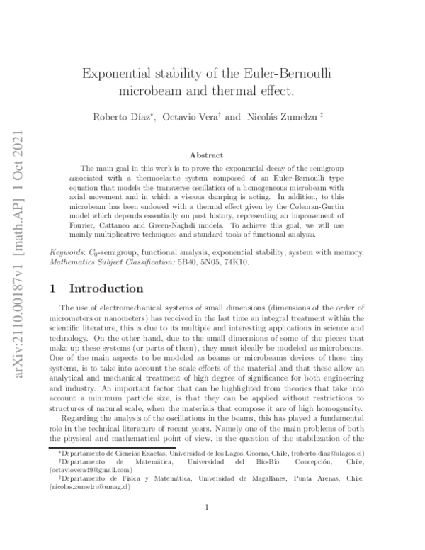 (PDF) Exponential stability of the Euler-Bernoulli microbeam and ...