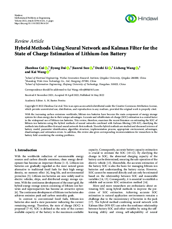 (PDF) Hybrid Methods Using Neural Network and Kalman Filter for the ...
