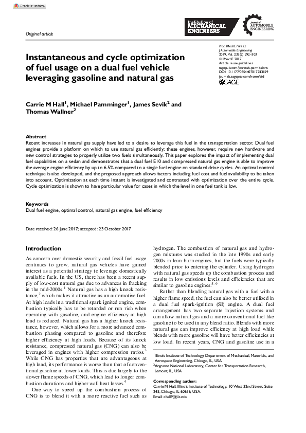 (PDF) Instantaneous and cycle optimization of fuel usage on a dual fuel ...