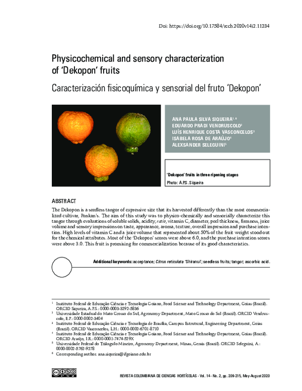 (PDF) Physicochemical and sensory characterization of ‘Dekopon’ fruits