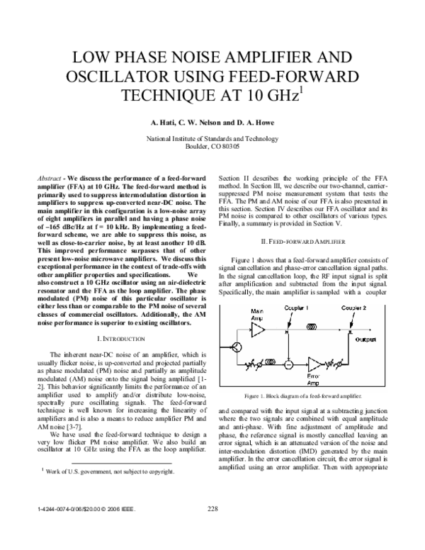 (PDF) Low Phase Noise Amplifier and Oscillator Using Feed-Forward ...