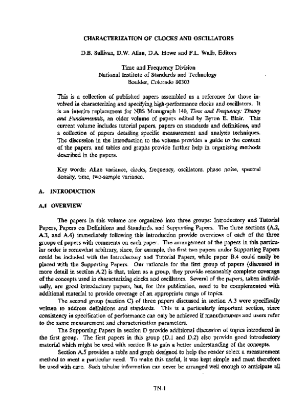 (PDF) Characterization of clocks and oscillators David Howe Academia.edu