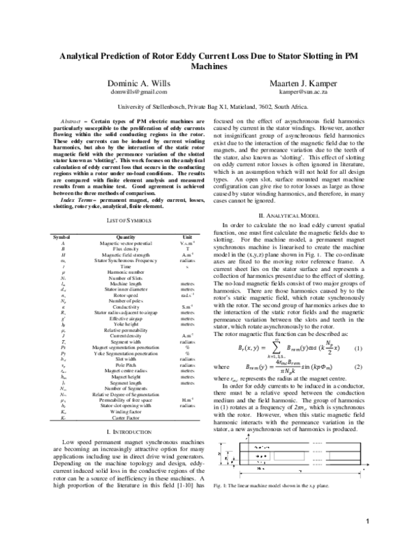 (PDF) Analytical prediction of rotor eddy current loss in brushless ...