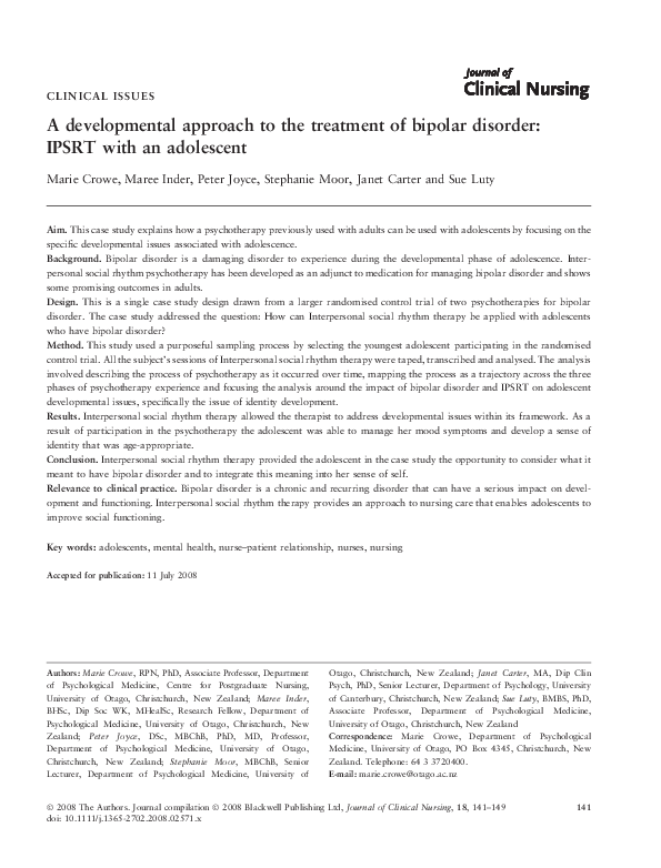 (PDF) A developmental approach to the treatment of bipolar disorder ...