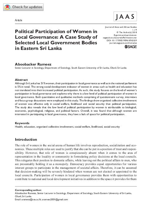 (PDF) Political Participation of Women in Local Government: A ...