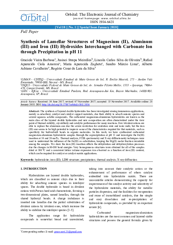 (PDF) Synthesis of Lamellar Structures of Magnesium (II), Aluminum (III ...