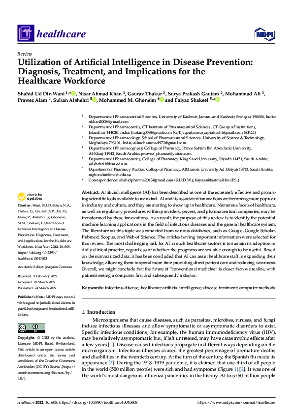 (PDF) Utilization of Artificial Intelligence in Disease Prevention ...