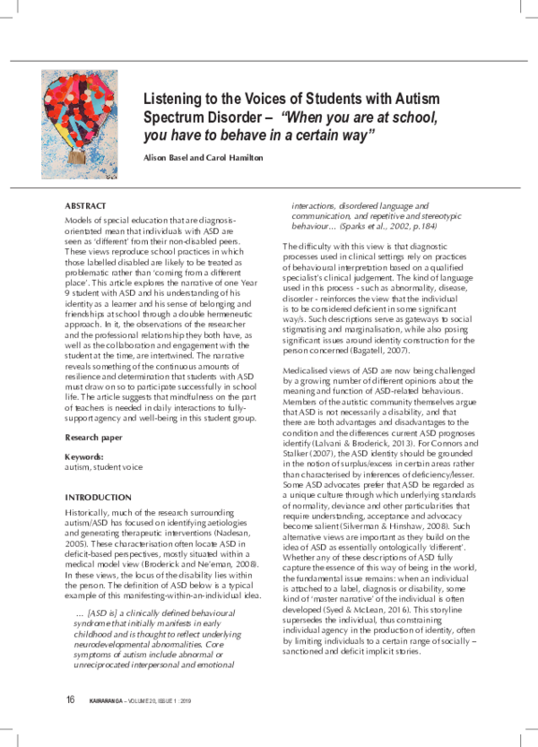 (PDF) Listening to the Voices of Students with Autism Spectrum Disorder ...