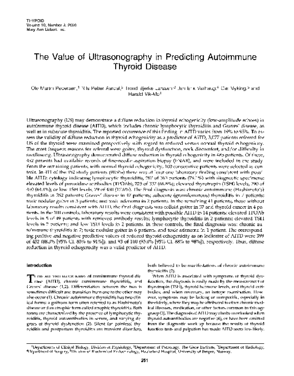 (PDF) The Value of Ultrasonography in Predicting Autoimmune Thyroid Disease