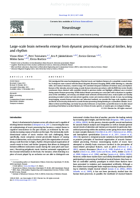 (PDF) Large-scale brain networks emerge from dynamic processing of ...
