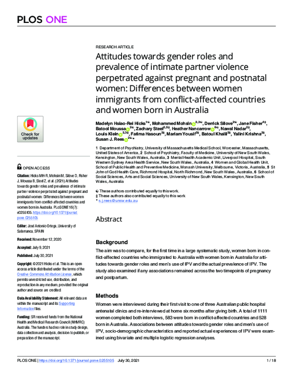 (PDF) Attitudes towards gender roles and prevalence of intimate partner ...