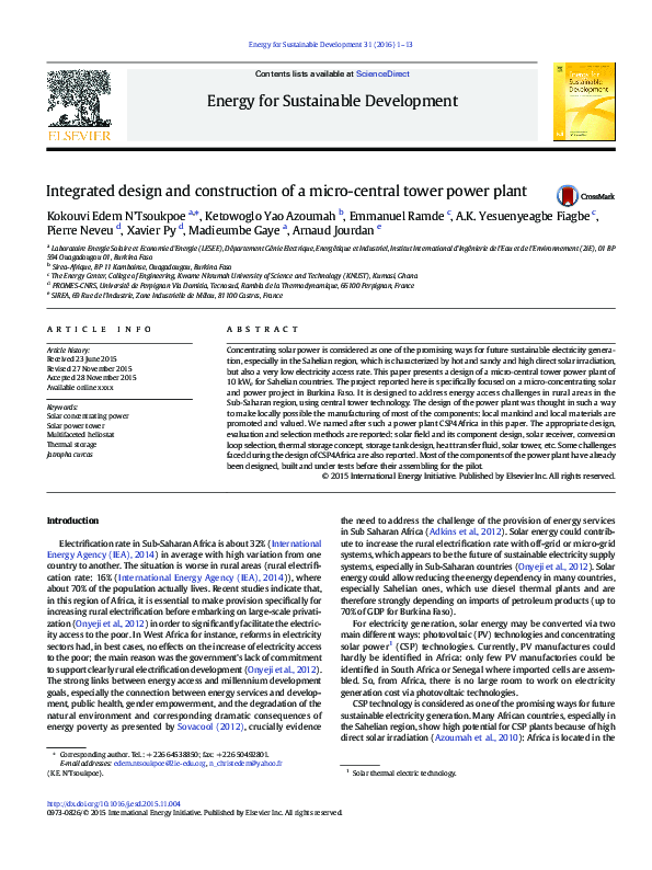 (PDF) Integrated design and construction of a micro-central tower power ...