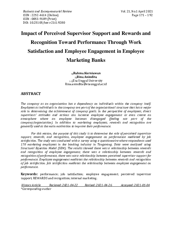 (PDF) Impact of Perceived Supervisor Support and Rewards and ...