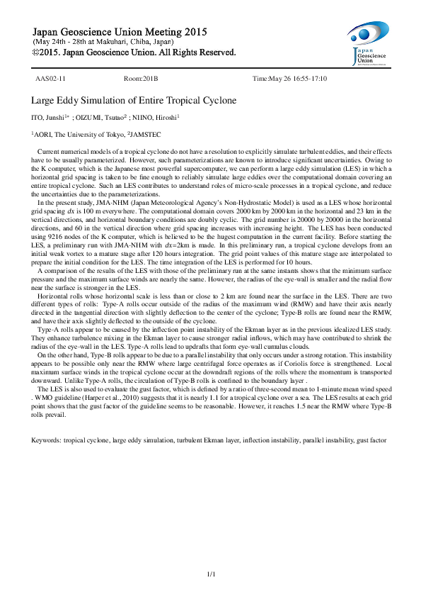 (PDF) Large Eddy Simulation of Entire Tropical Cyclone