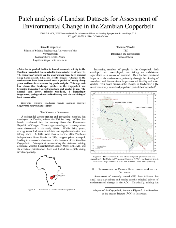 (PDF) Patch analysis of landsat datasets for assessment of ...