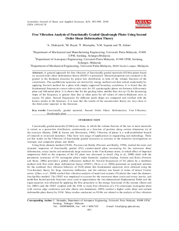(PDF) Free vibration analysis of functionally graded quadrangle plates ...