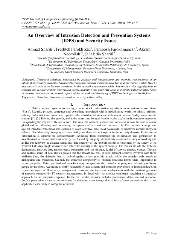 (PDF) An Overview of Intrusion Detection and Prevention Systems (IDPS ...