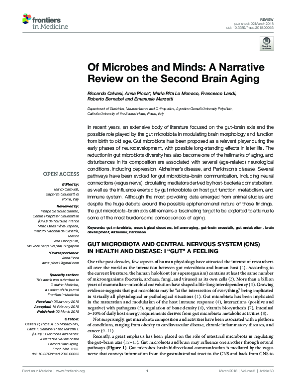 (PDF) Of Microbes and Minds: A Narrative Review on the Second Brain Aging