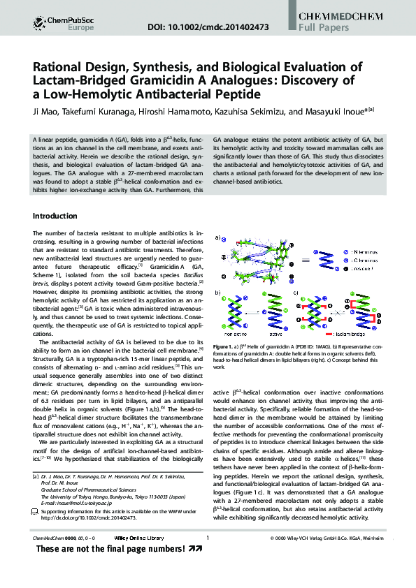(PDF) Rational Design, Synthesis and Biological Evaluation of the First ...