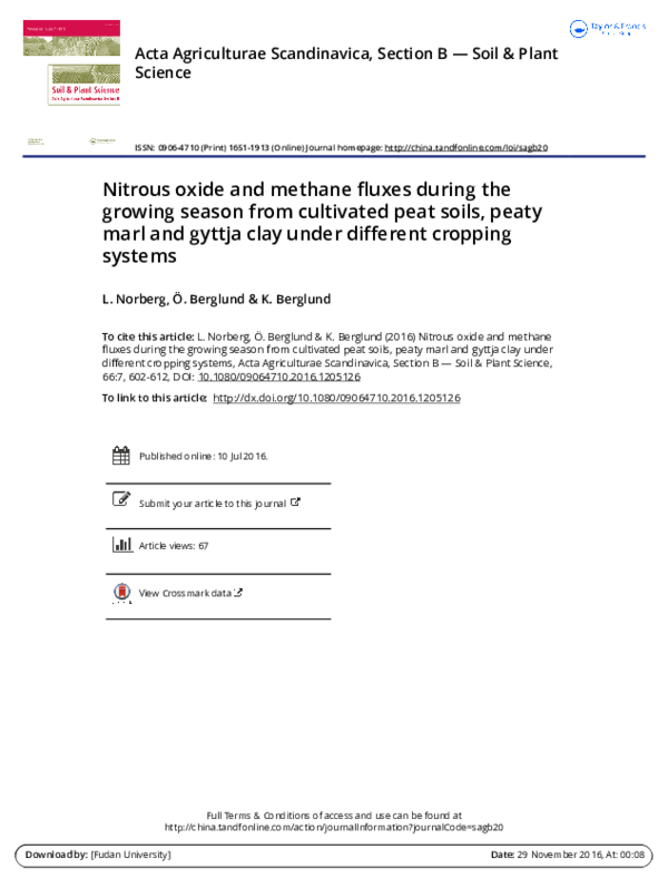 (PDF) Nitrous oxide and methane fluxes during the growing season from ...