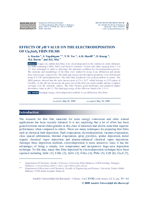 (PDF) EFFECTS OF pH VALUE ON THE ELECTRODEPOSITION
