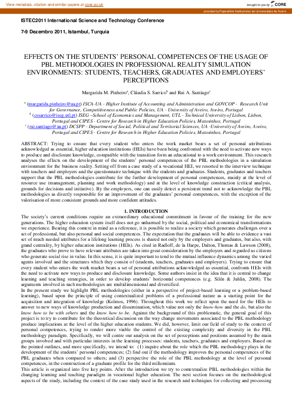 (PDF) Effects on the Students' Personal Competences of the Usage of PBL ...