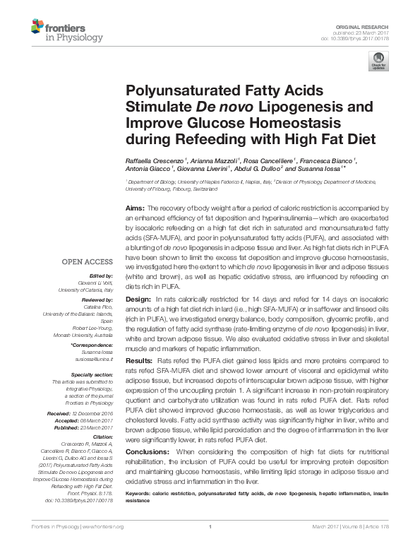 (PDF) Polyunsaturated Fatty Acids Stimulate De novo Lipogenesis and ...