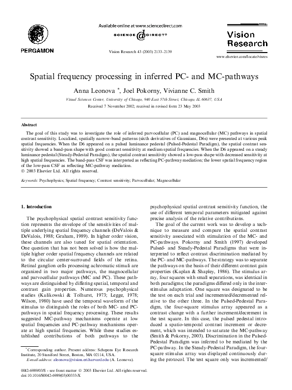 (PDF) Spatial frequency processing in inferred PC- and MC-pathways