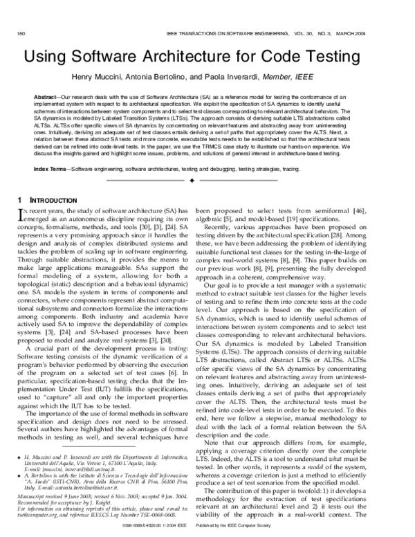 (PDF) Using software architecture for code testing