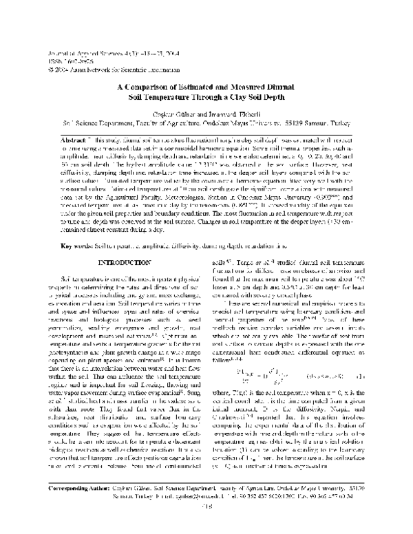 (PDF) A Comparison of Estimated and Measured Diurnal Soil Temperature ...