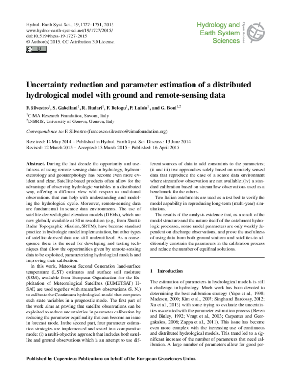 (PDF) Uncertainty reduction and parameter estimation of a distributed ...