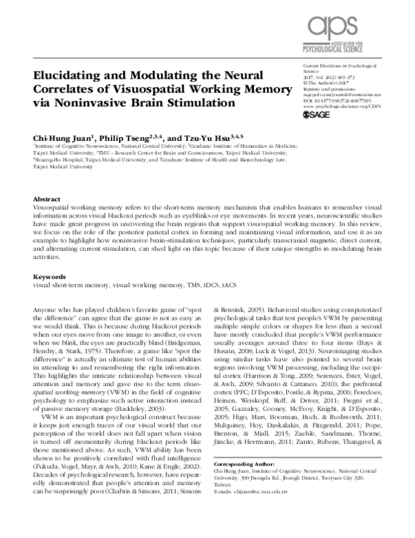 (PDF) Elucidating and Modulating the Neural Correlates of Visuospatial ...
