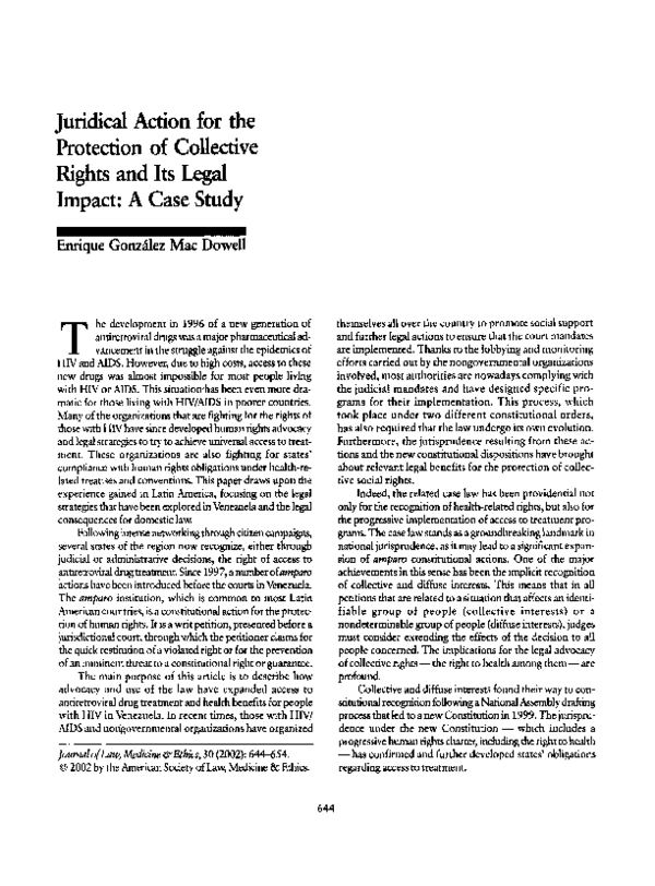 (PDF) Juridical Action for the Protection of Collective Rights and Its ...