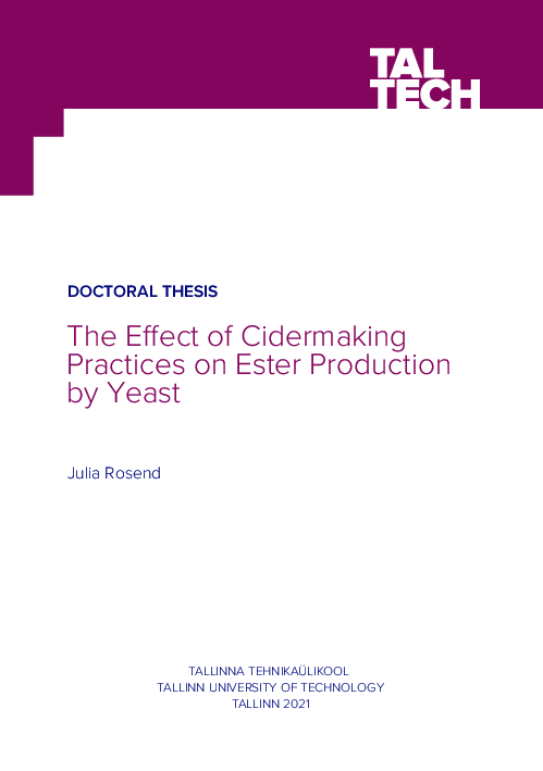 PDF) The Effect of Cidermaking Practices on Ester Production by Yeast