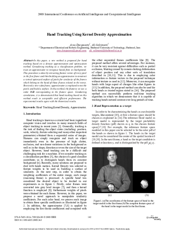 (PDF) Hand Tracking Using Kernel Density Approximation